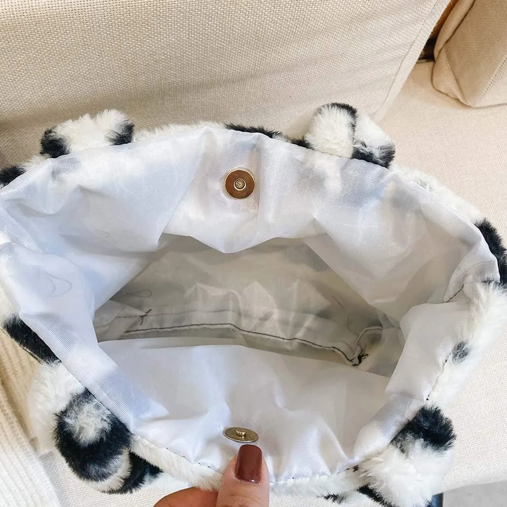 Y2K Plush Underarm Bag, Ladies Fluffy Shoulder Bag, Women Furry Flower Tote for Autumn and Winter