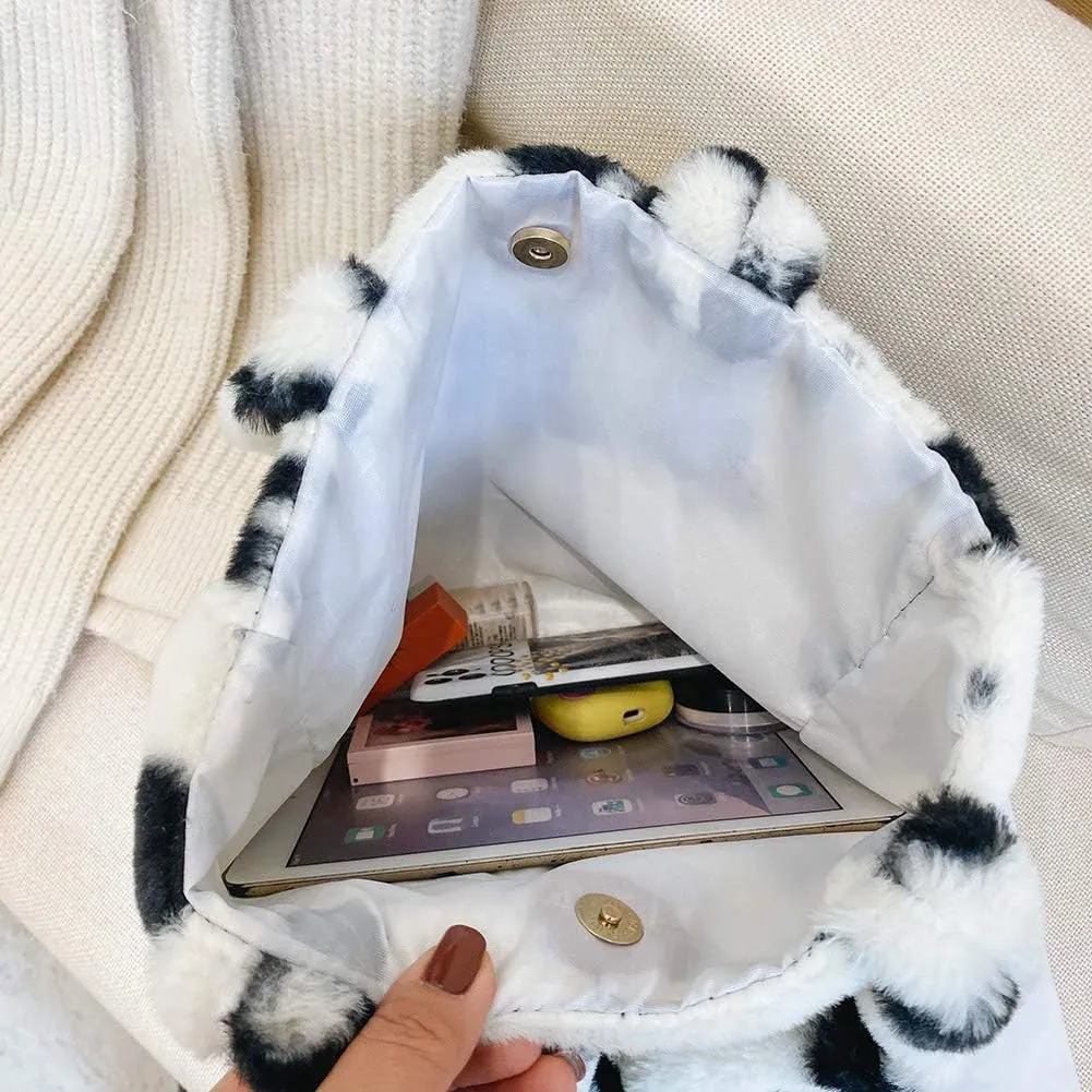 Y2K Plush Underarm Bag, Ladies Fluffy Shoulder Bag, Women Furry Flower Tote for Autumn and Winter