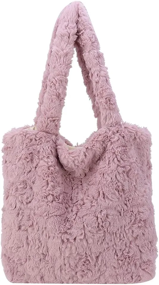 Y2K Plush Underarm Bag, Ladies Fluffy Shoulder Bag, Women Furry Flower Tote for Autumn and Winter