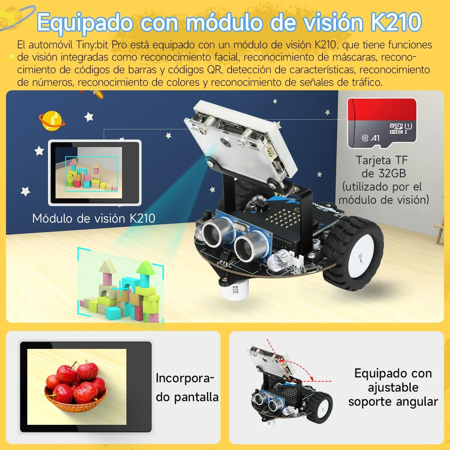Yahboom Toys Car Micro:bit Project Smart Robot Car Tinybit Pro Upgrade AI Visual Recognition Graphical Programming Line Tracking Ultrasonic Sensor Remote Control (Standard Kit with V2)