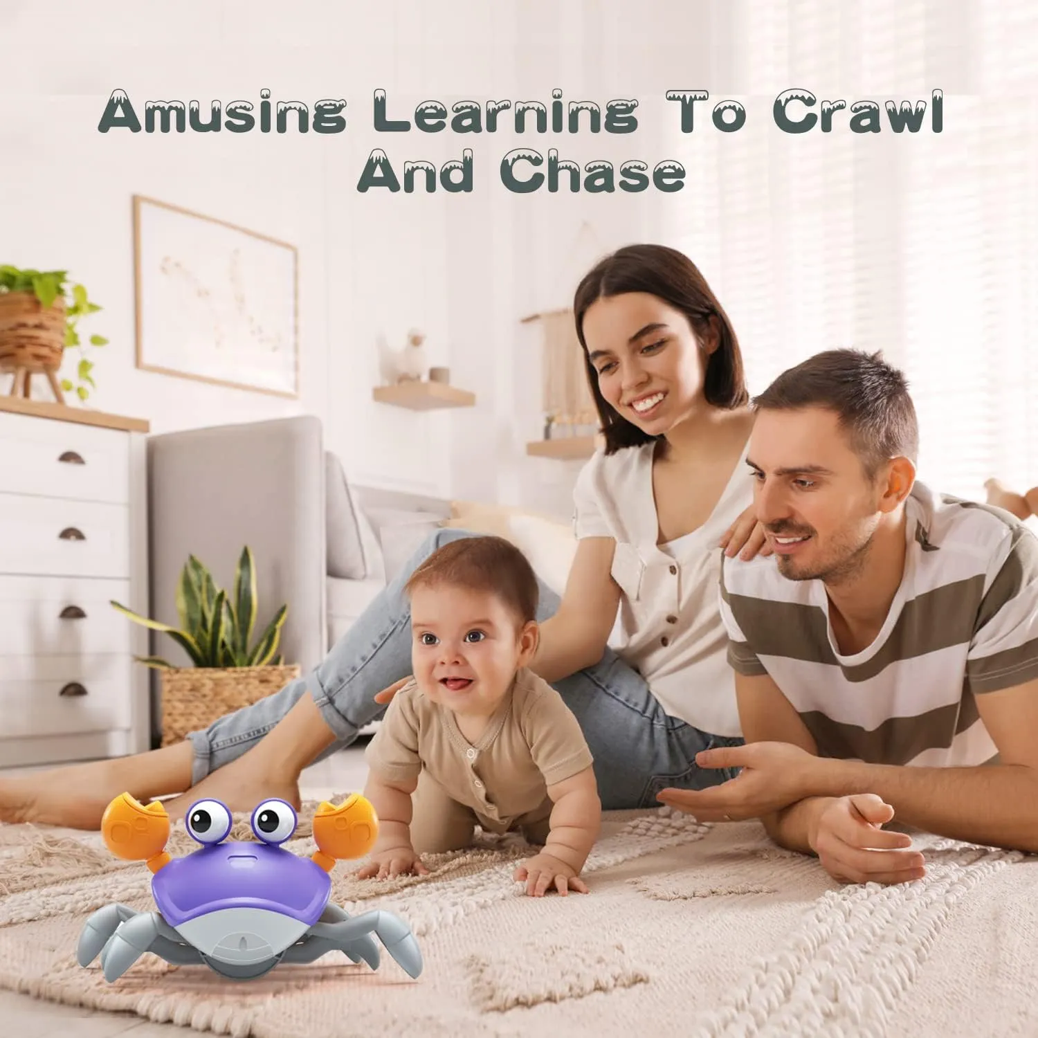 Yeaye Crawling Crab Baby Toys Infant - Tummy Time Toy Gifts for 3 4 5 6 7 8 9 10 11 12 Boy Girl with Learning Crawl System Music for 0-6 6-12 12-18 36 Months Walking Toddler Birthday Gift(Purple)