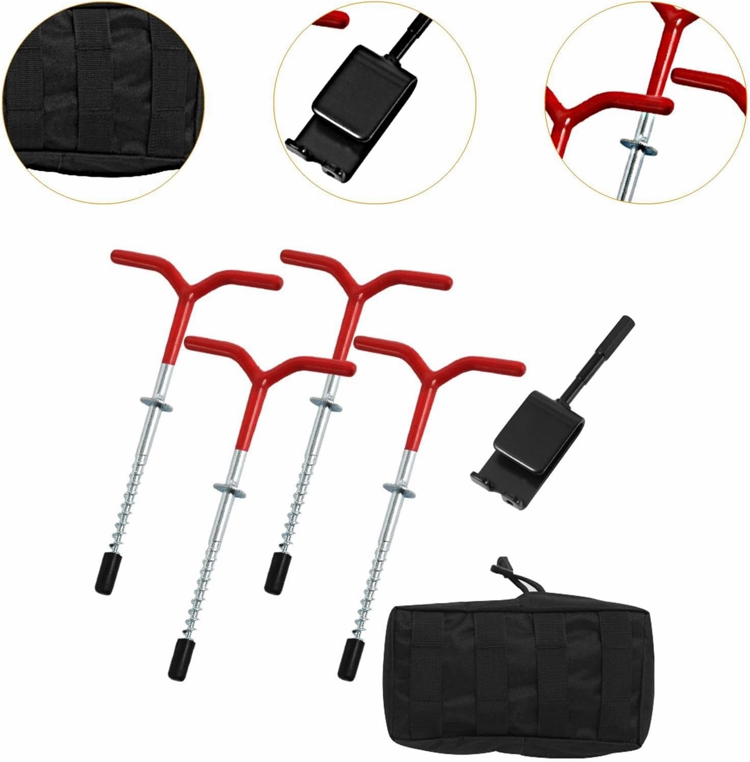 Yiju 4X Ice Fishing Anchors Ice Anchor Drill Adapter Tent Pegs, Accessories Practical Ground Nails, Anchor Tool Shelter Anchors