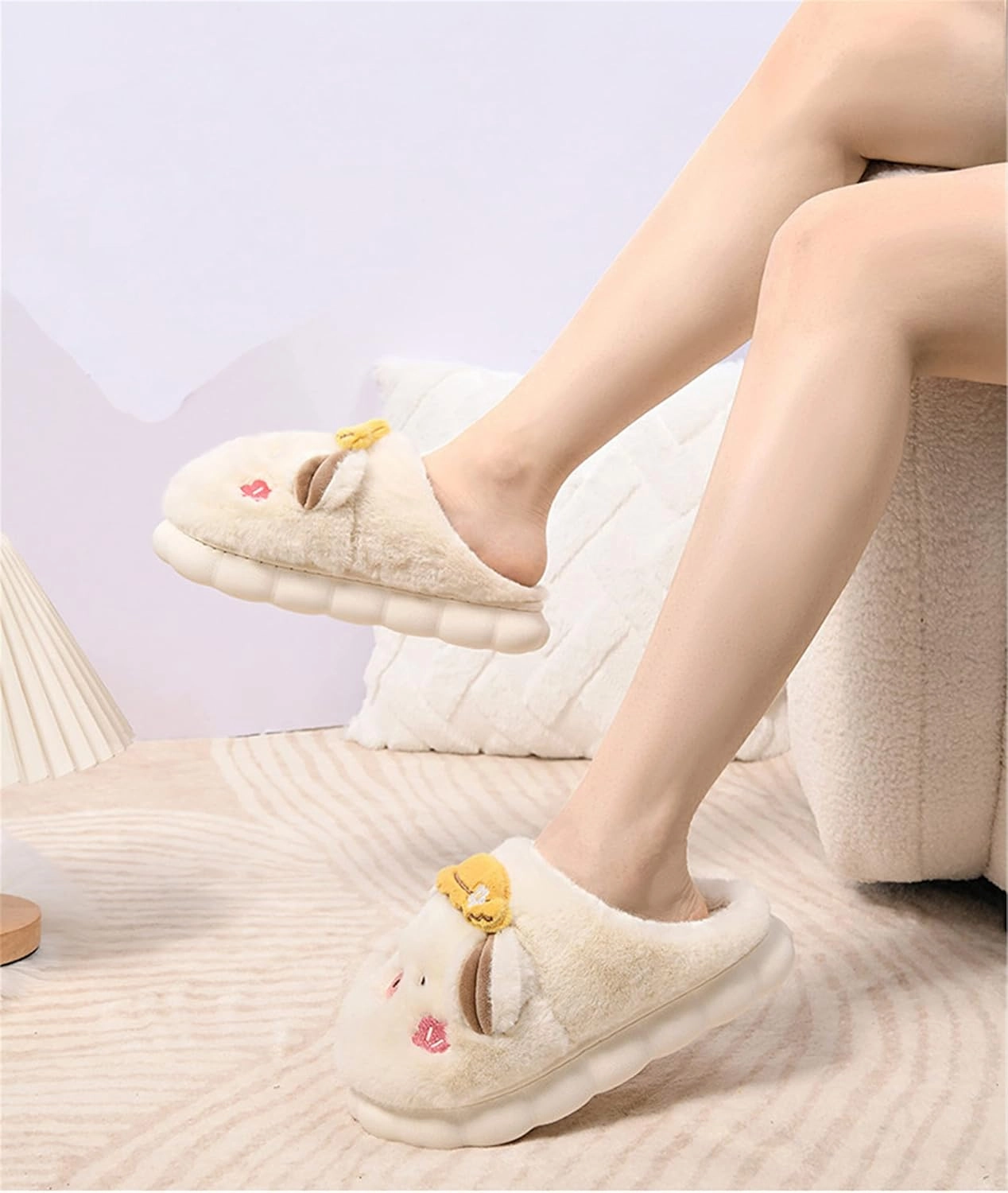 YILANLAN Women's Pink Pig Animal Slippers - Warm, Plush, Winter, Flat Heel, No Closure, Round Toe