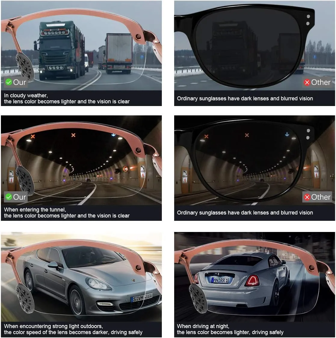YIMI Polarized Photochromic Sunglasses for Men Women Outdoor Sports Driving Anti Glare UV400 Protection z87 Safety Glasses