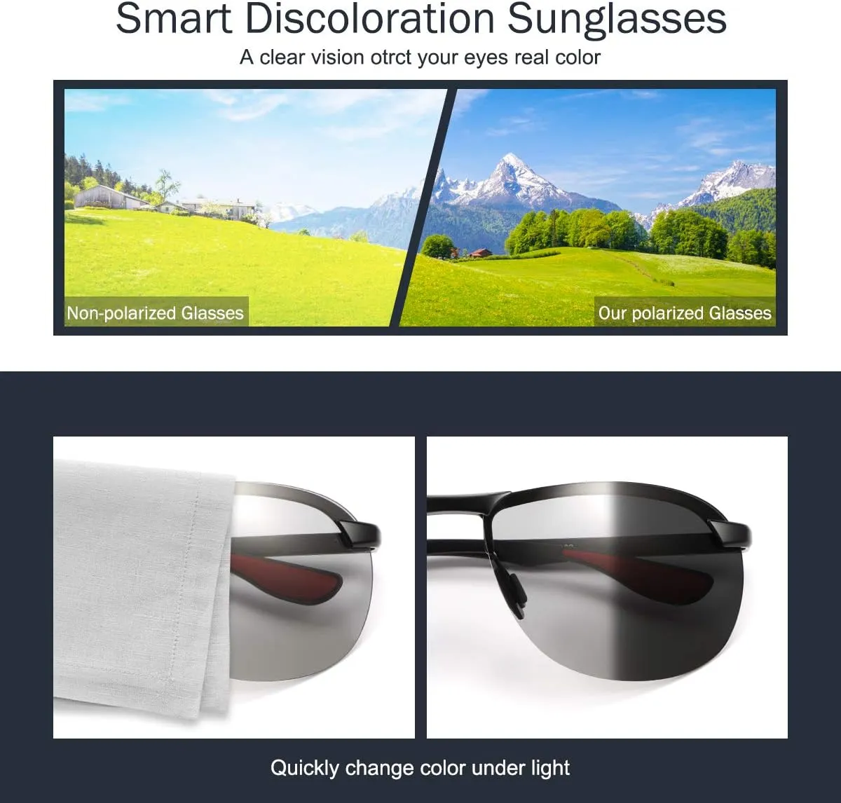 YIMI Polarized Photochromic Sunglasses for Men Women Outdoor Sports Driving Anti Glare UV400 Protection z87 Safety Glasses
