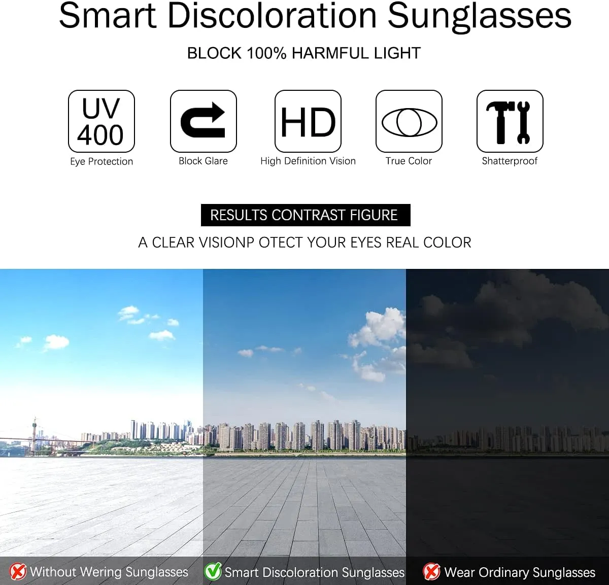 YIMI Polarized Photochromic Sunglasses for Men Women Outdoor Sports Driving Anti Glare UV400 Protection z87 Safety Glasses