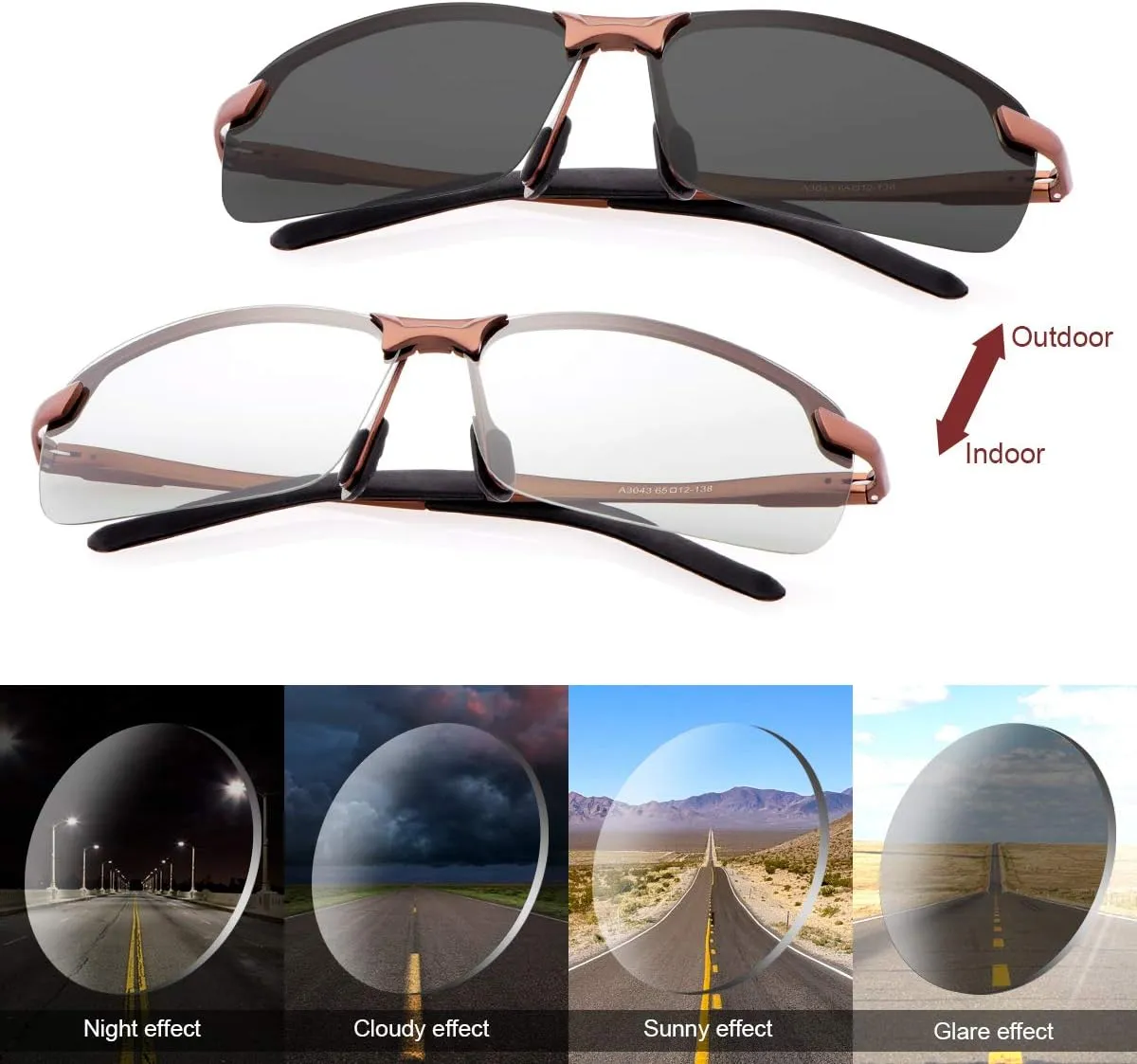 YIMI Polarized Photochromic Sunglasses for Men Women Outdoor Sports Driving Anti Glare UV400 Protection z87 Safety Glasses