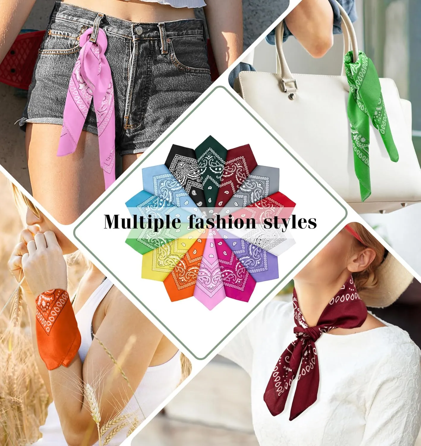 YSense 14 pieces Bandanas Paisley Print Novelty Headband Cowboy Headwraps Scarfs Hair Head Bandana for Women Men Boy Girl