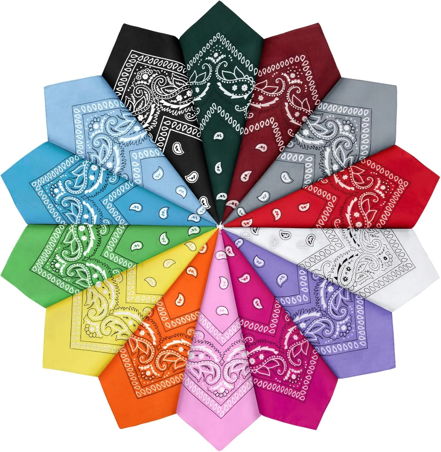YSense 14 pieces Bandanas Paisley Print Novelty Headband Cowboy Headwraps Scarfs Hair Head Bandana for Women Men Boy Girl