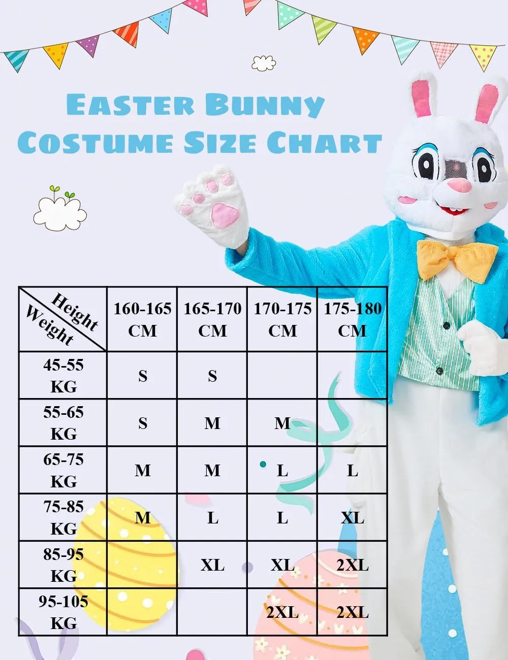 YuDanae Easter Bunny Costume Adult Deluxe Rabbits Mascot Suit With Headpiece Gloves Rabbit Paw Slippers Party Dress