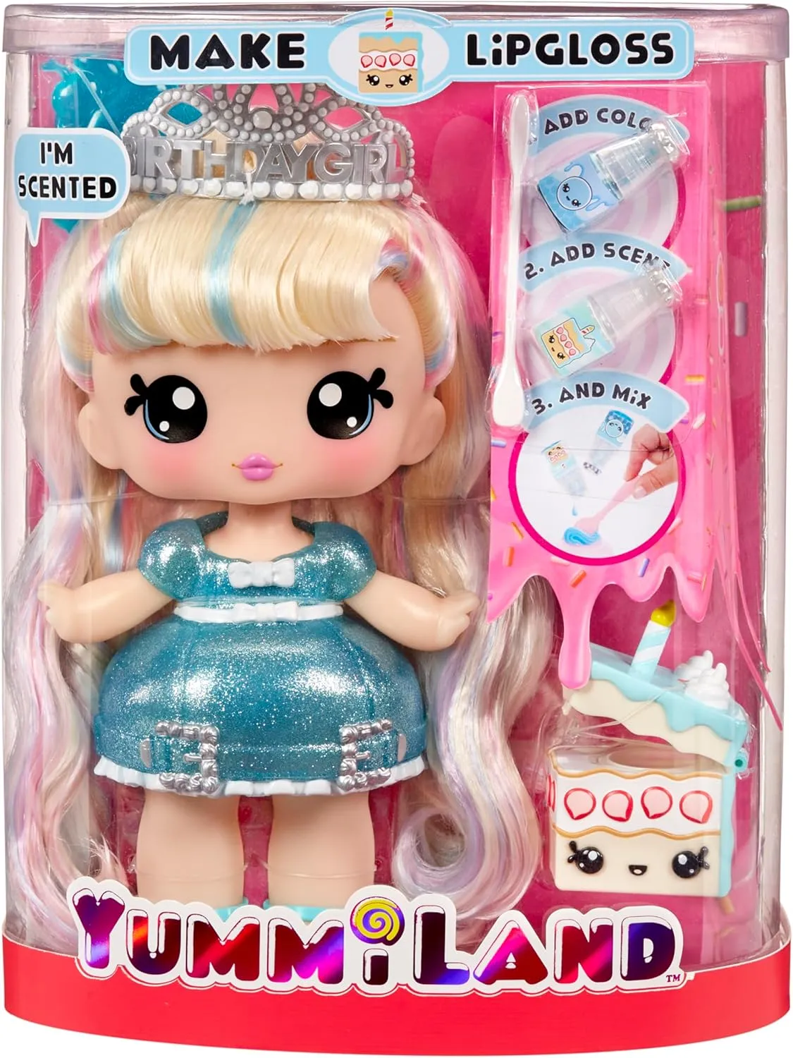 Yummiland Large Doll   Lipgloss Pet- Callie Birthday Cake, Age 4 