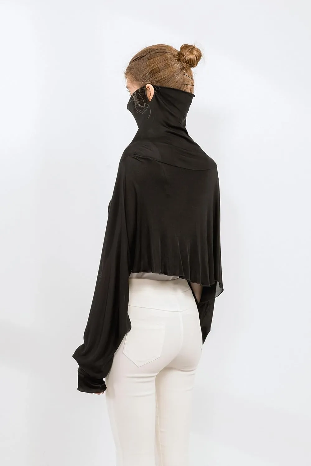 ZEEREE Mulberry Silk UV Protection Driving Shirts Face Cover Scarves with Arm Sleeve Wrap Shawls Sunscreen Beach Coverup