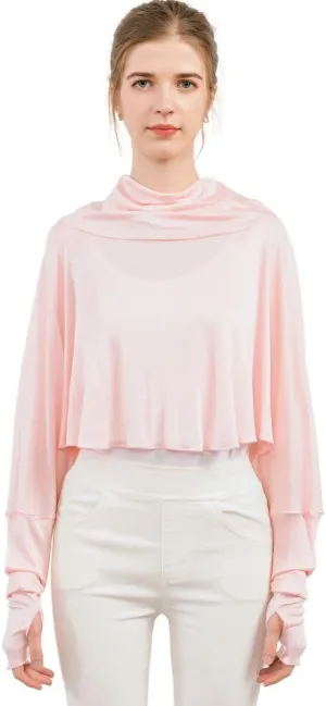 ZEEREE Mulberry Silk UV Protection Driving Shirts Face Cover Scarves with Arm Sleeve Wrap Shawls Sunscreen Beach Coverup