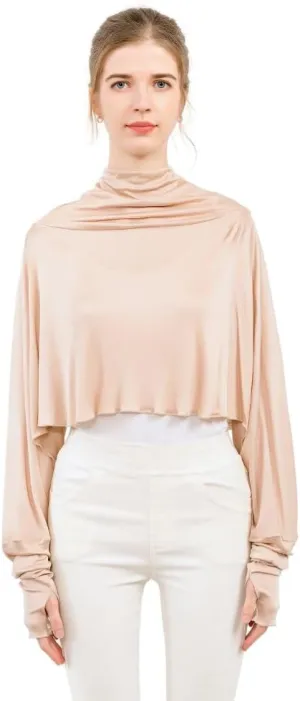 ZEEREE Mulberry Silk UV Protection Driving Shirts Face Cover Scarves with Arm Sleeve Wrap Shawls Sunscreen Beach Coverup