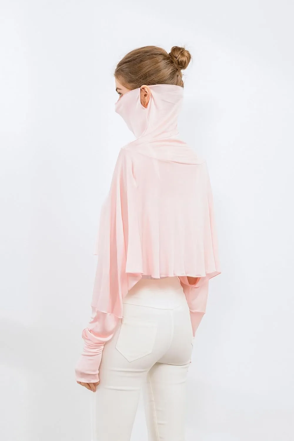 ZEEREE Mulberry Silk UV Protection Driving Shirts Face Cover Scarves with Arm Sleeve Wrap Shawls Sunscreen Beach Coverup