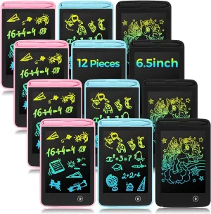 Zhehao 12 Pcs LCD Writing Tablet Drawing Board Doodle Board Educational Toys Erasable Electronic Painting Learning Pads Gift for Girls Boys(Vivid Color, 6.5 Inch Screen)