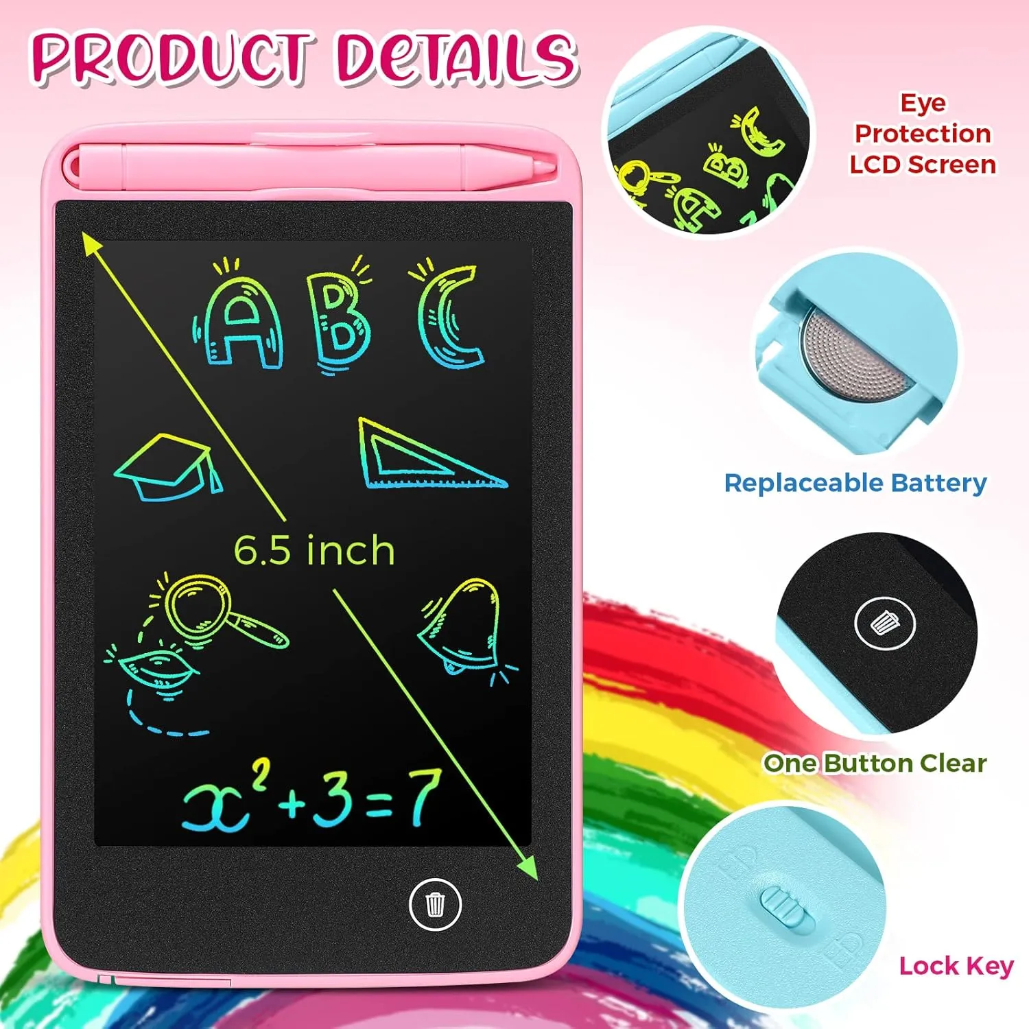 Zhehao 12 Pcs LCD Writing Tablet Drawing Board Doodle Board Educational Toys Erasable Electronic Painting Learning Pads Gift for Girls Boys(Vivid Color, 6.5 Inch Screen)