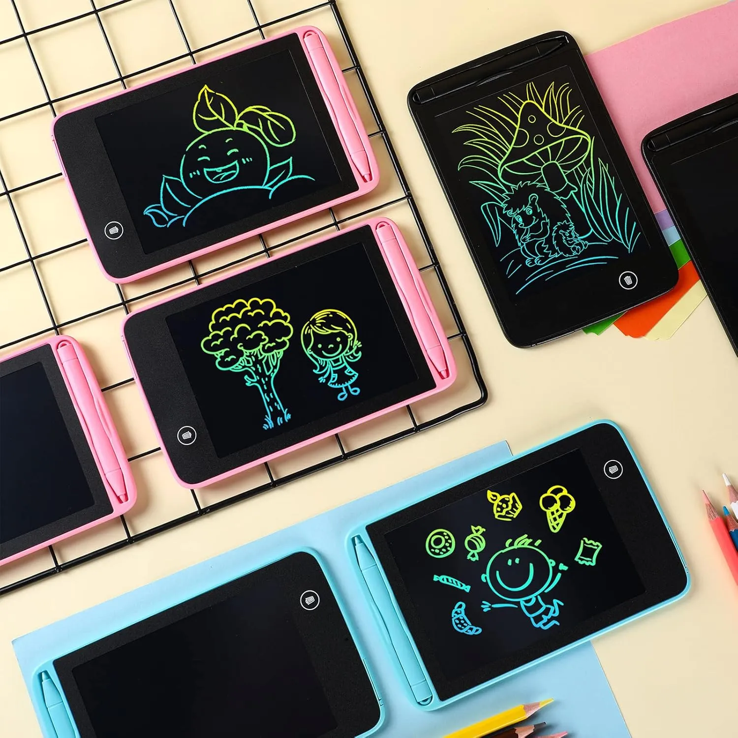 Zhehao 12 Pcs LCD Writing Tablet Drawing Board Doodle Board Educational Toys Erasable Electronic Painting Learning Pads Gift for Girls Boys(Vivid Color, 6.5 Inch Screen)