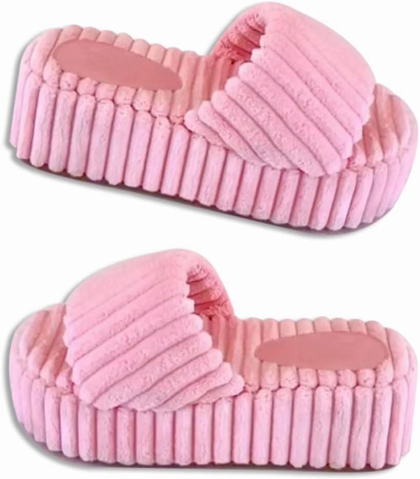 ZHISHENG Fluffy Slippers For Women Women's Faux Fur Slippers Thickened Family Slippers For Girls Open Toe Anti-slip for Indoor Outdoor