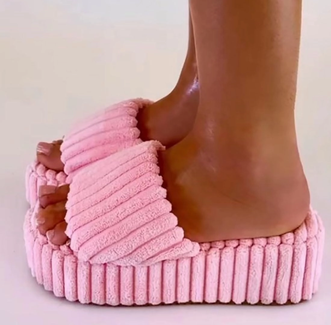 ZHISHENG Fluffy Slippers For Women Women's Faux Fur Slippers Thickened Family Slippers For Girls Open Toe Anti-slip for Indoor Outdoor