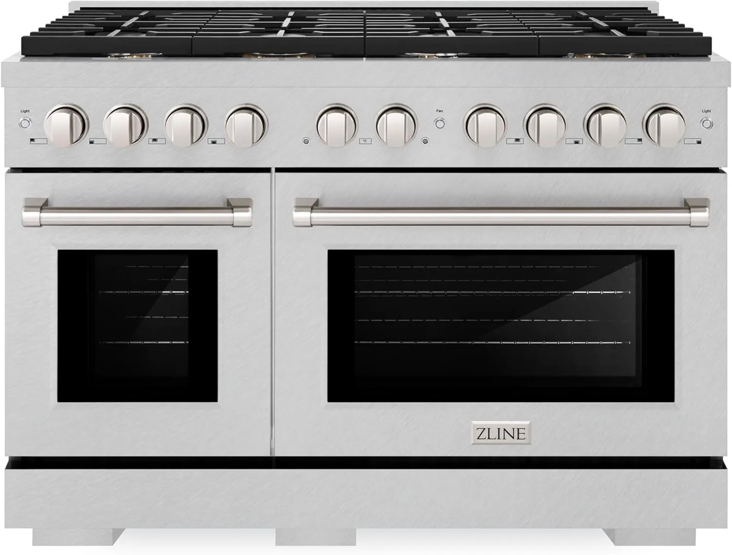 ZLINE 48 in. 6.7 cu. ft. Paramount Double Oven Dual Fuel Range in Satin Stainless Steel with 8 Brass Burners (SDRS-BR-48)