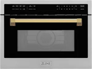 ZLINE Autograph Edition 24" 1.6 cu ft. Built-in Convection Microwave Oven in Stainless Steel and Gold Accents