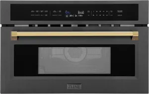 ZLINE Autograph Edition 30” 1.6 cu ft. Built-in Convection Microwave Oven in Black Stainless Steel and Gold Accents