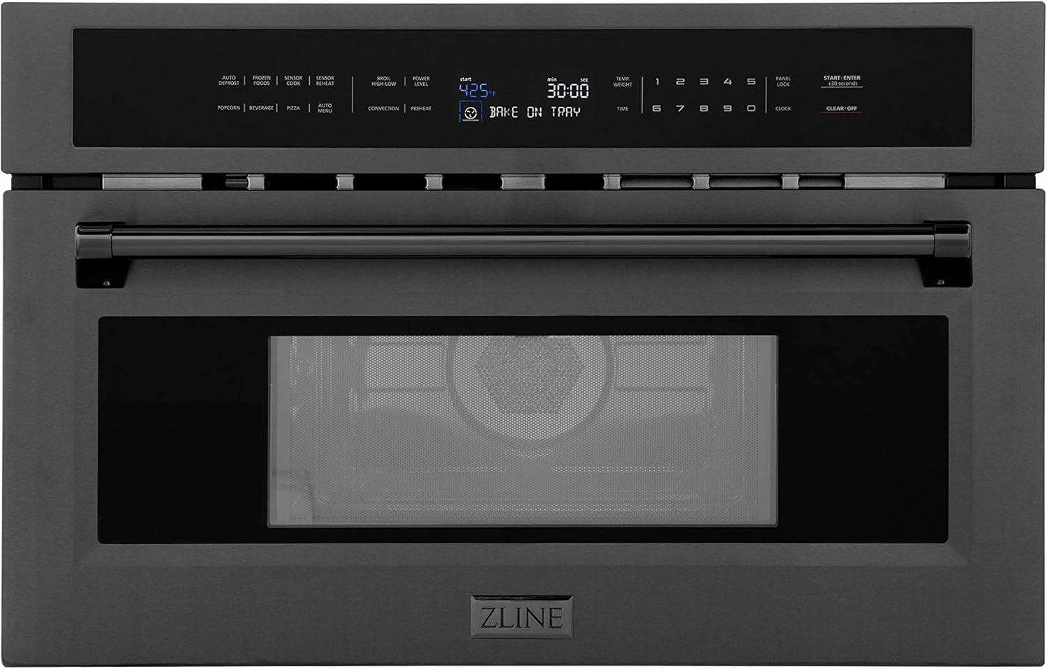 ZLINE 30" 1.6 cu ft. Built-in Convection Microwave Oven in Black Stainless Steel with Speed and Sensor Cooking (MWO-30-BS)