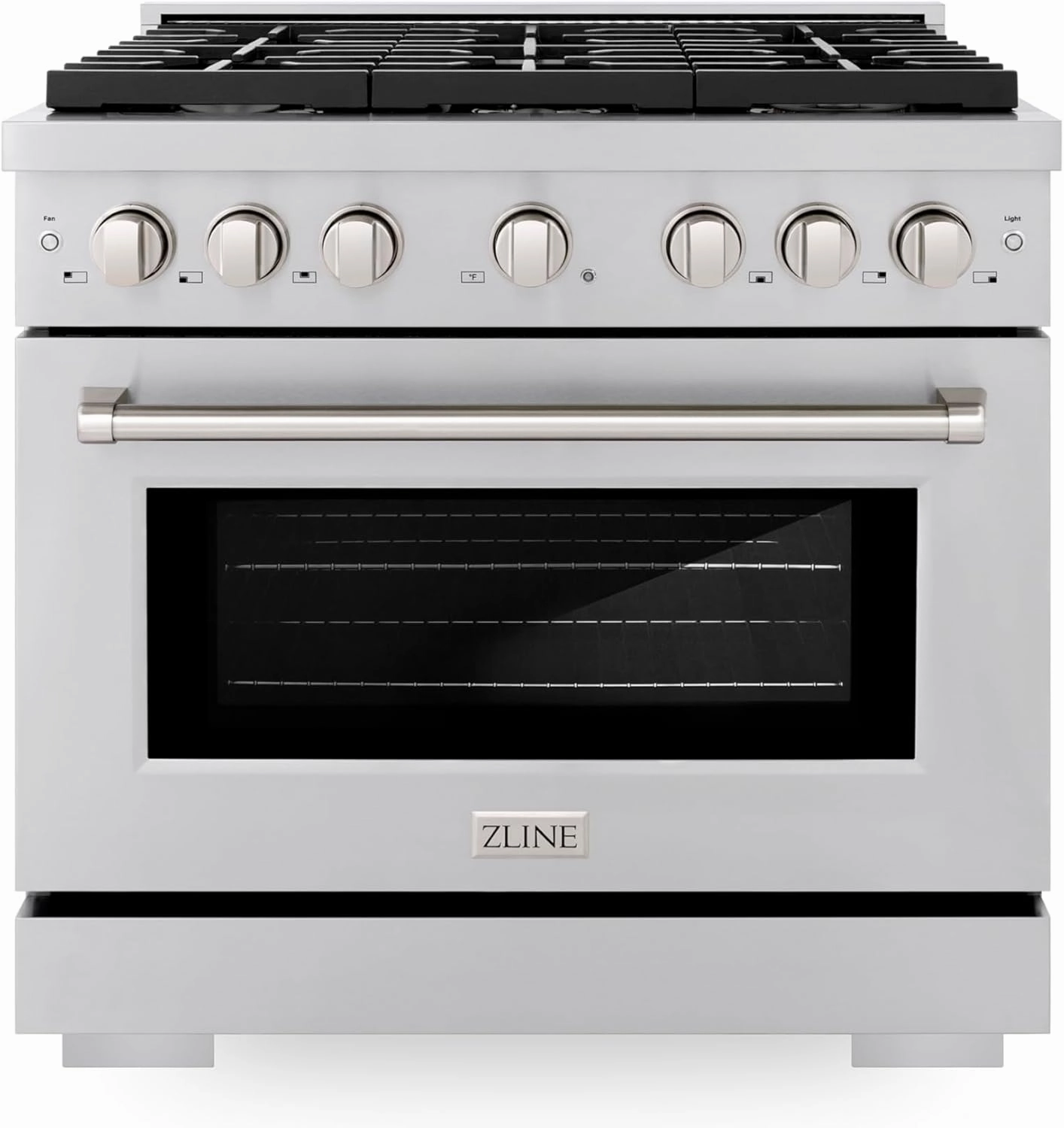 ZLINE 36 in. 5.2 cu. ft. Paramount Dual Fuel Range with Gas Cooktop and Electric Convection Oven in Stainless Steel with 6 Brass Burners (SDR-BR-36)