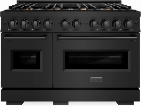ZLINE 48 in. 6.7 cu. ft. Classic Double Oven Dual Fuel Range in Black Stainless Steel with 8 Brass Burners (CDRB-BR-48)