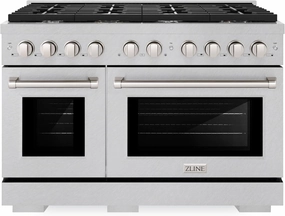 ZLINE 48 in. 6.7 cu. ft. Paramount Double Oven Dual Fuel Range with 8 Burner Gas Cooktop in Satin Stainless Steel (SDRS-48)