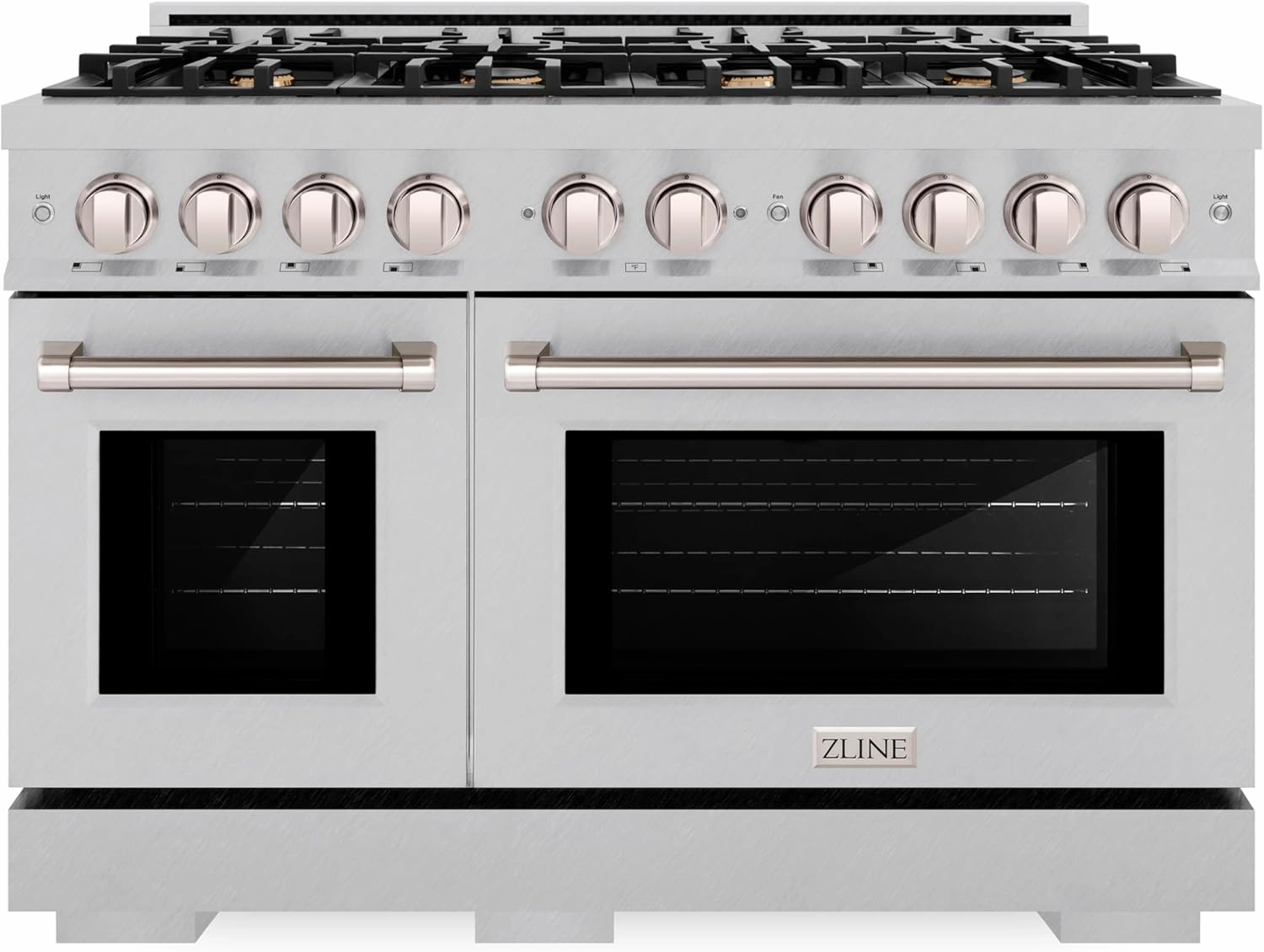 ZLINE 48 in. 6.7 cu. ft. Select Double Oven Dual Fuel Range in Satin Stainless Steel with 8 Brass Burners (HDRS-BR-48)