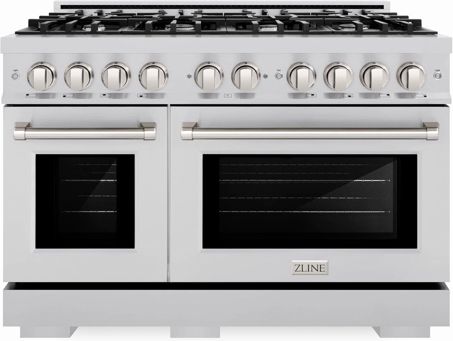 ZLINE 48 in. 6.7 cu. ft. Select Double Oven Dual Fuel Range with 8 Burner Gas Cooktop in Stainless Steel (HDR48)