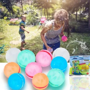 ZUPIIY Reusable Water Balloons, Summer Water Toys, Outdoor Toys, Self-Sealing Water Bomb for Kids Adults, Silicone Water Ball Easy Quick Fill, Fun Splash Pool Bomb Party Supplies(18 PCS)